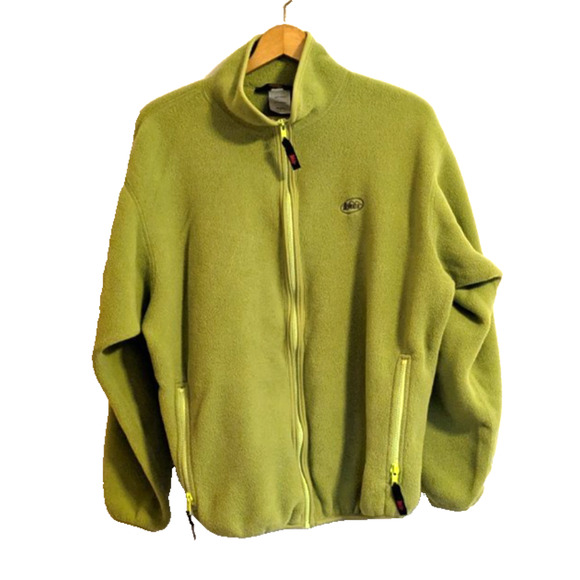 REI Fleece Jacket Womens Large Green Full Zip Coat Vintage USA Hiking Outdoors - Picture 1 of 10